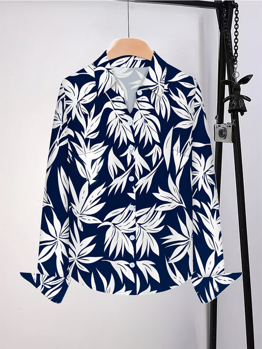 Autumn Fashion Women's Set: Floral Print Long-Sleeve Blouse