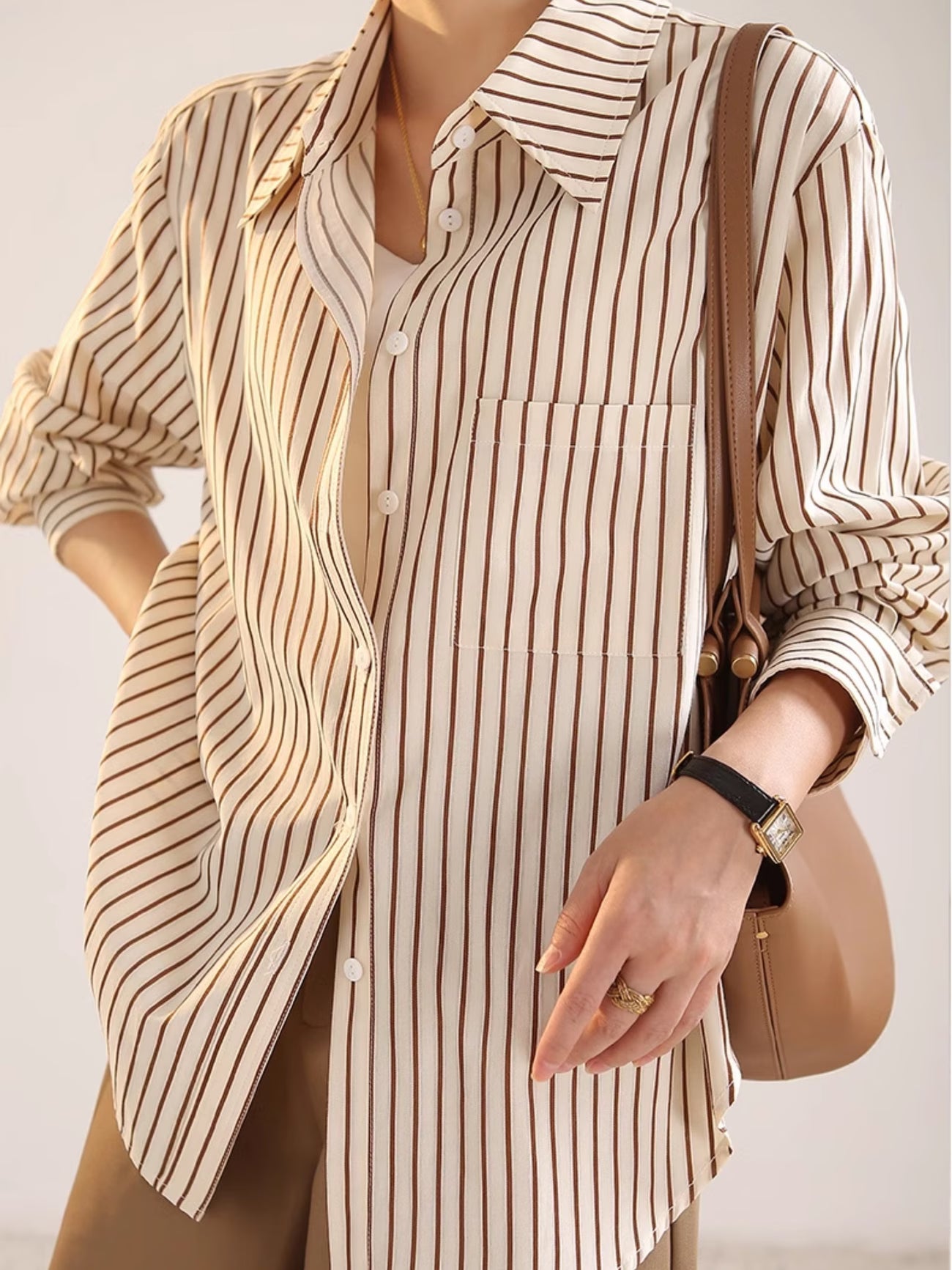 High-End Vertical Stripe Shirt for Women