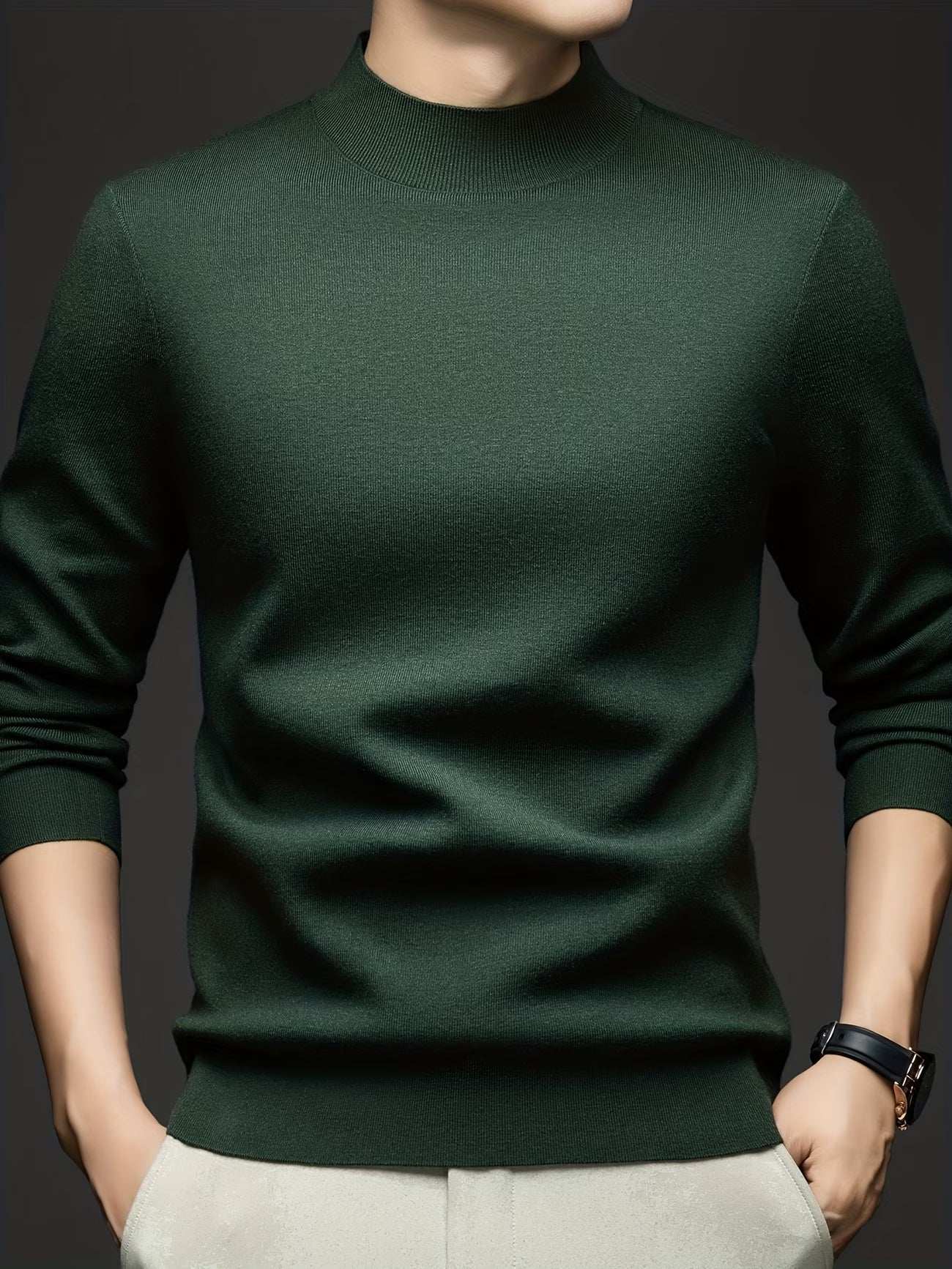 New Cross-Border Autumn And Winter Men'S Knitted Base Layer with a Round Neck