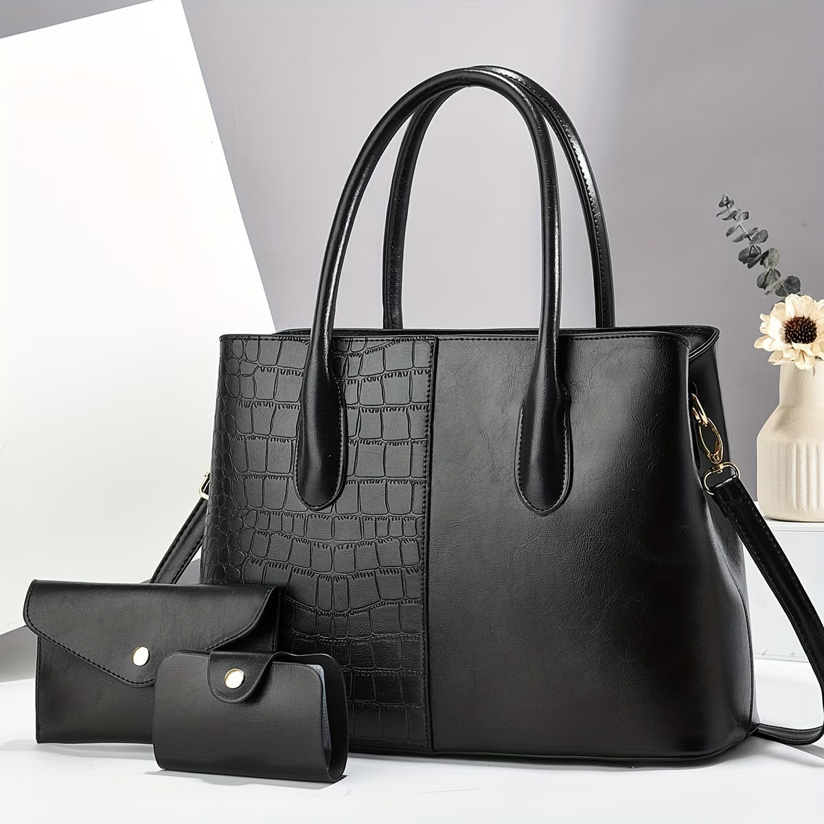 Fashionable Large Capacity Handbag, Stylish Letter Print Handbag Set - Perfect Thanksgiving Present