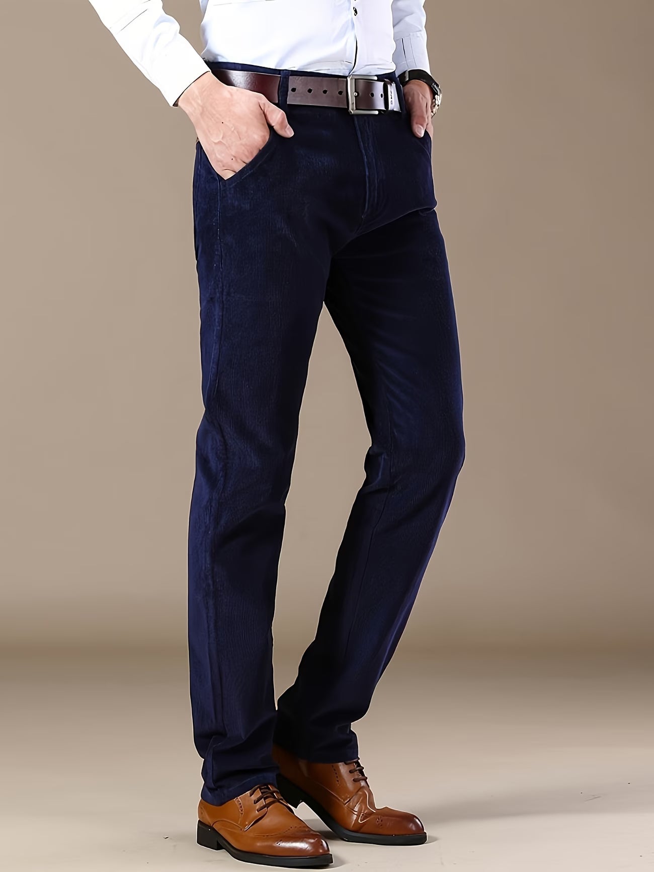 Men'S Corduroy Casual Pants for All Seasons, Featuring a Slim Straight Fit