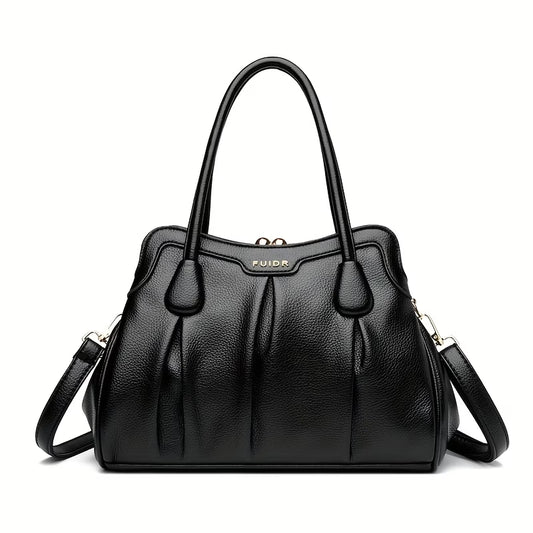 Women's PU Handbag with Removable Strap & Buckle Closure - Elegant Convertible Crossbody/Clutch