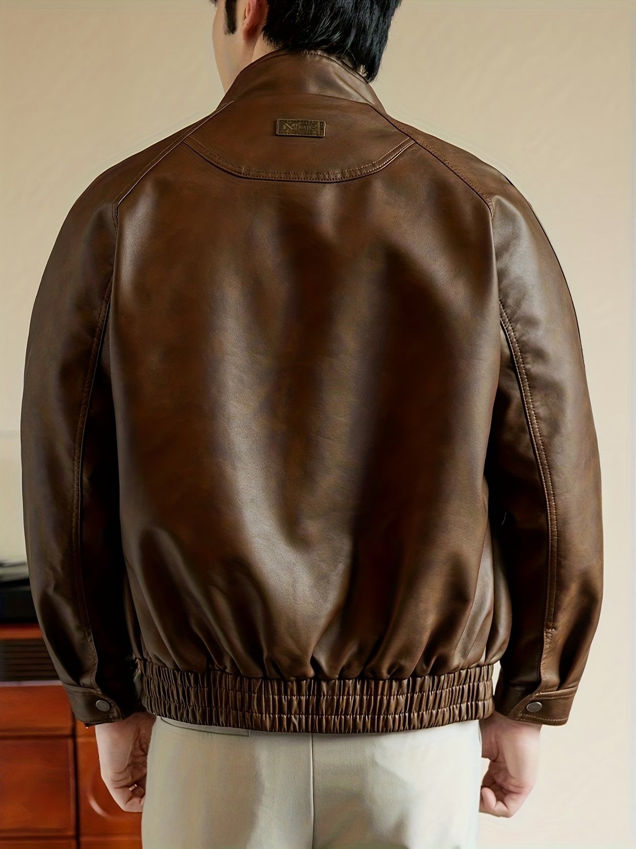 PU Jacket with Stand Collar and Metal Zipper, Motorcycle Style Spring/Autumn Outerwear