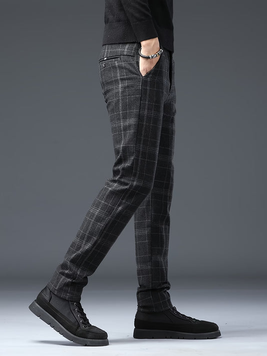 Men'S Slim-Fit Straight Leg Plaid Pants