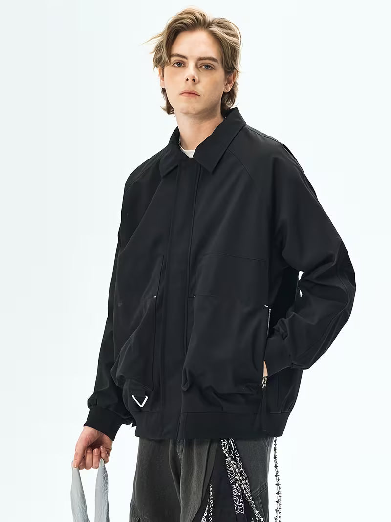 Men's Elegant Color Block Casual Work Jacket – Lapel Collar Couple Style Outerwear