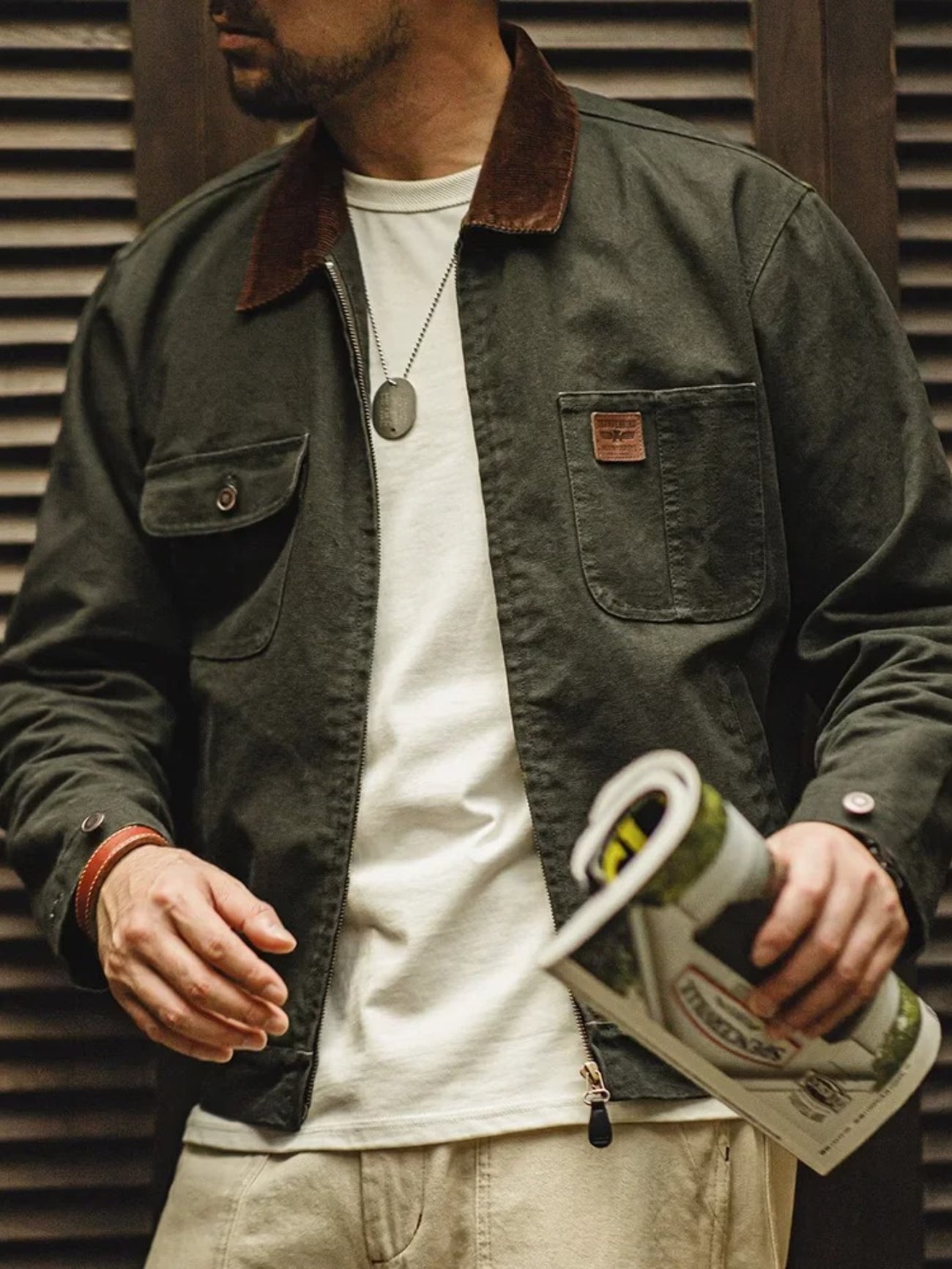 Heavyweight Jacket with Corduroy Collar