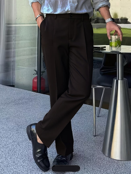 Men's Elegant Straight-Leg Dress Trousers - Wrinkle-Resistant