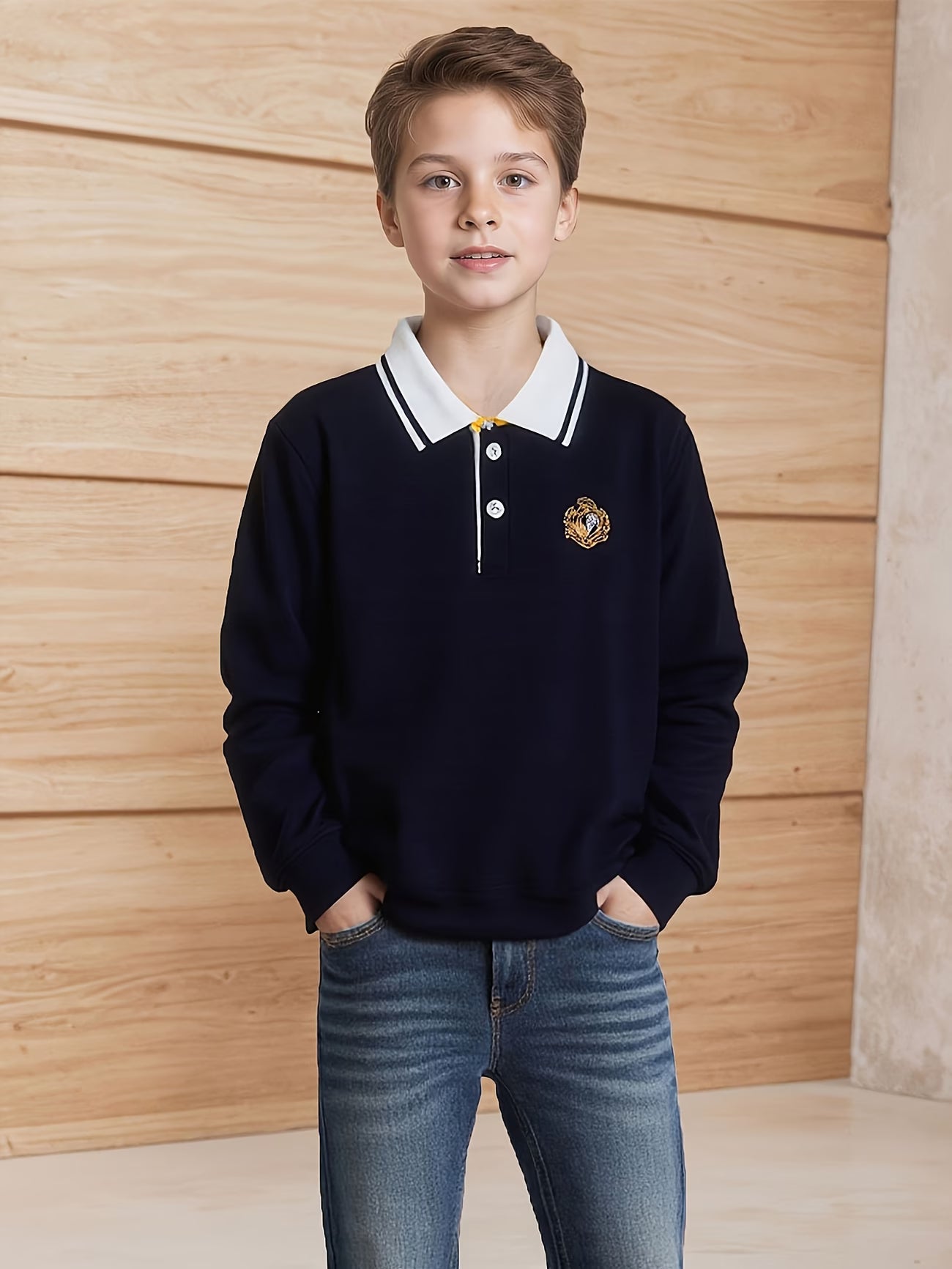 Boys' Shirt, Casual Preppy Style Long Sleeve T-Shirt