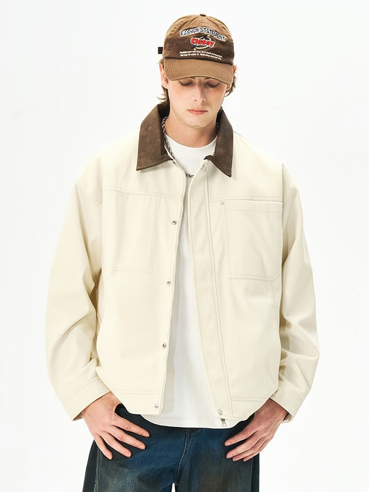 Men's Loose Fit Spring/Autumn Jacket with Button Cuffs