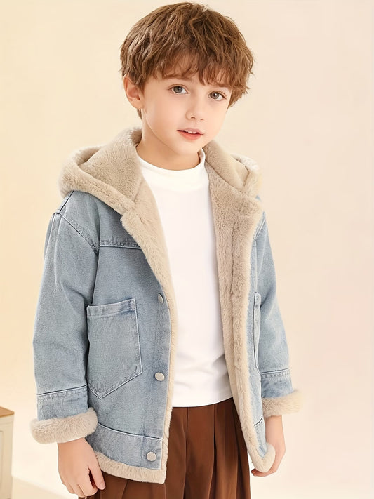 Boys' Warm Winter Hooded Jacket with Pockets