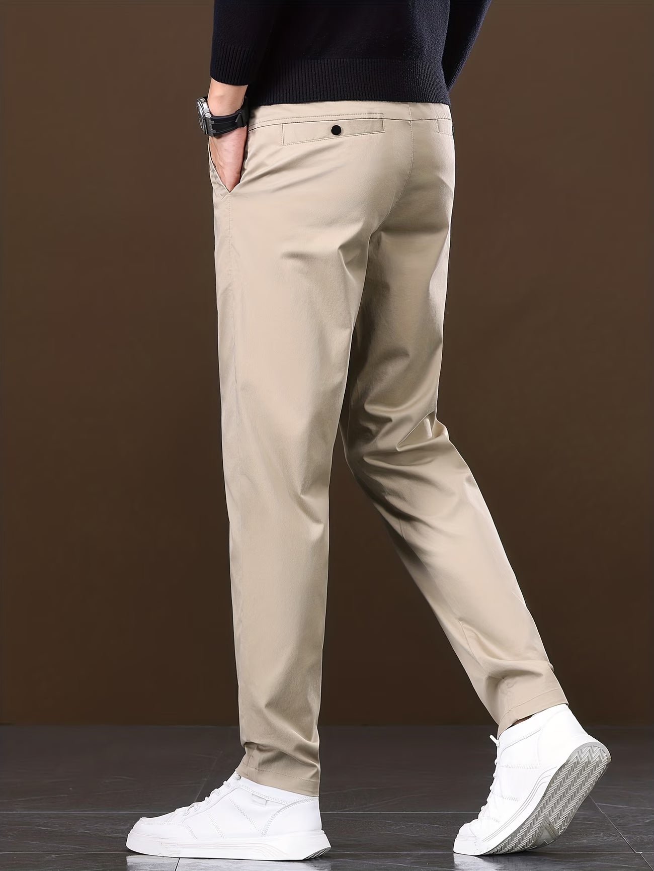 Men's Slim-Fit Stretch Dress Pants - Straight-Leg Business Casual