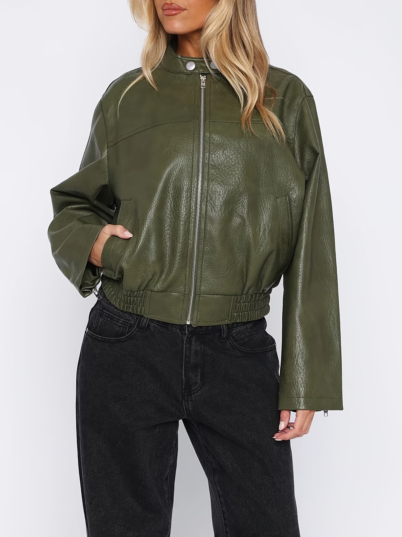 Women's Spring/autumn Biker-style PU Leather Jacket