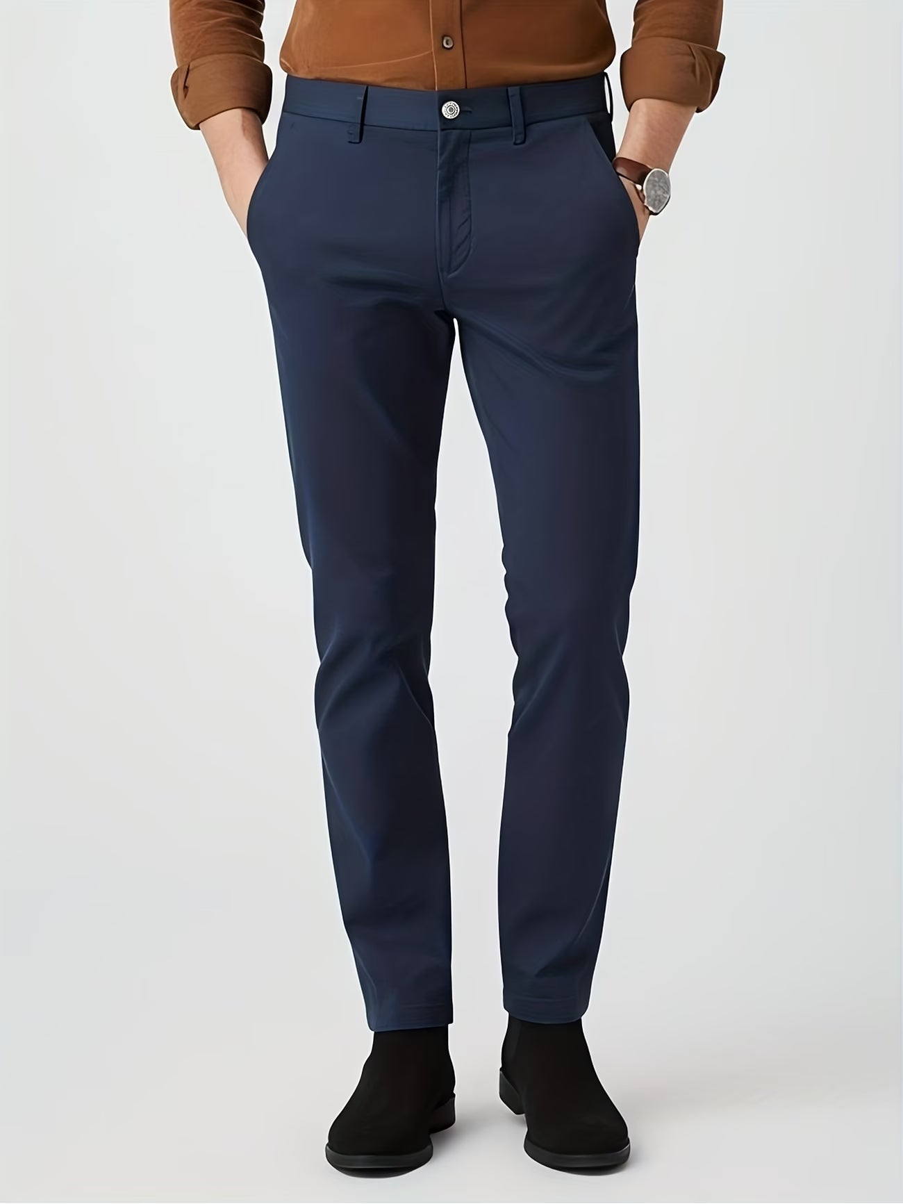 Men's Slim Fit Chino Pants - Mid-Rise Tapered Stretch Twill