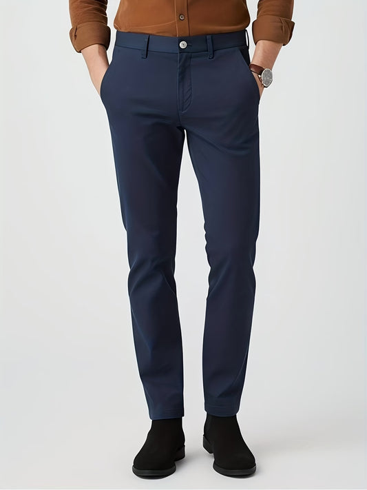 Men's Slim Fit Chino Pants - Mid-Rise Tapered Stretch Twill