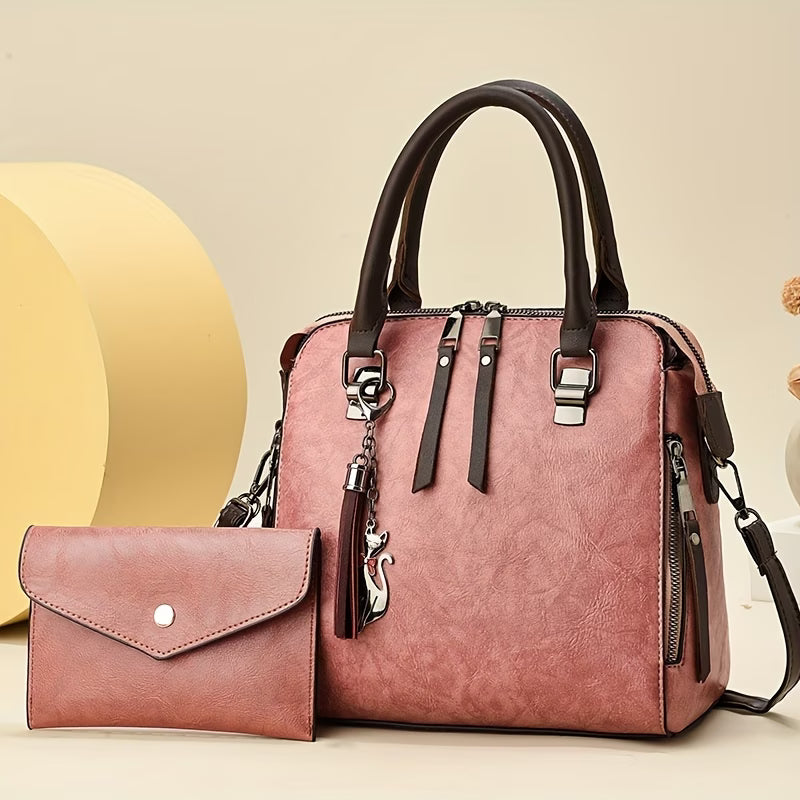 2pcs Versatile New Women'S Bag Set, Stylish, Elegant, And Vintage Shoulder Crossbody Bags