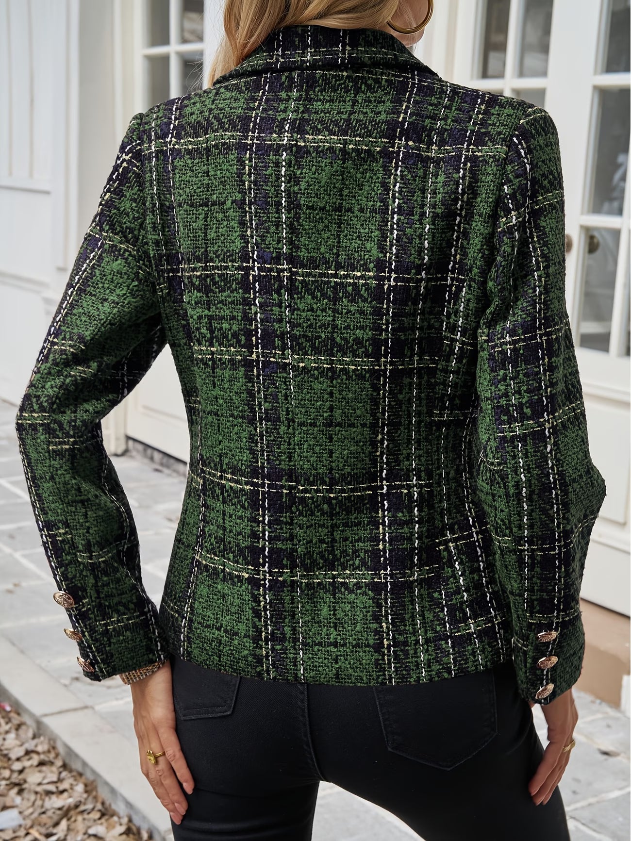 Developing a Brand New Autumn And Winter Casual Tweed Elegant Checkered Blazer for Women