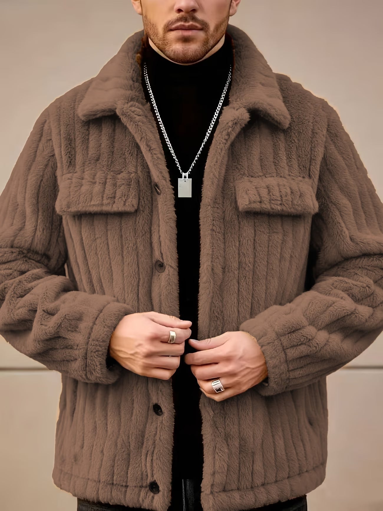 Pearson OBM Men'S Fleece-Lined Warm Long-Sleeve Jacket