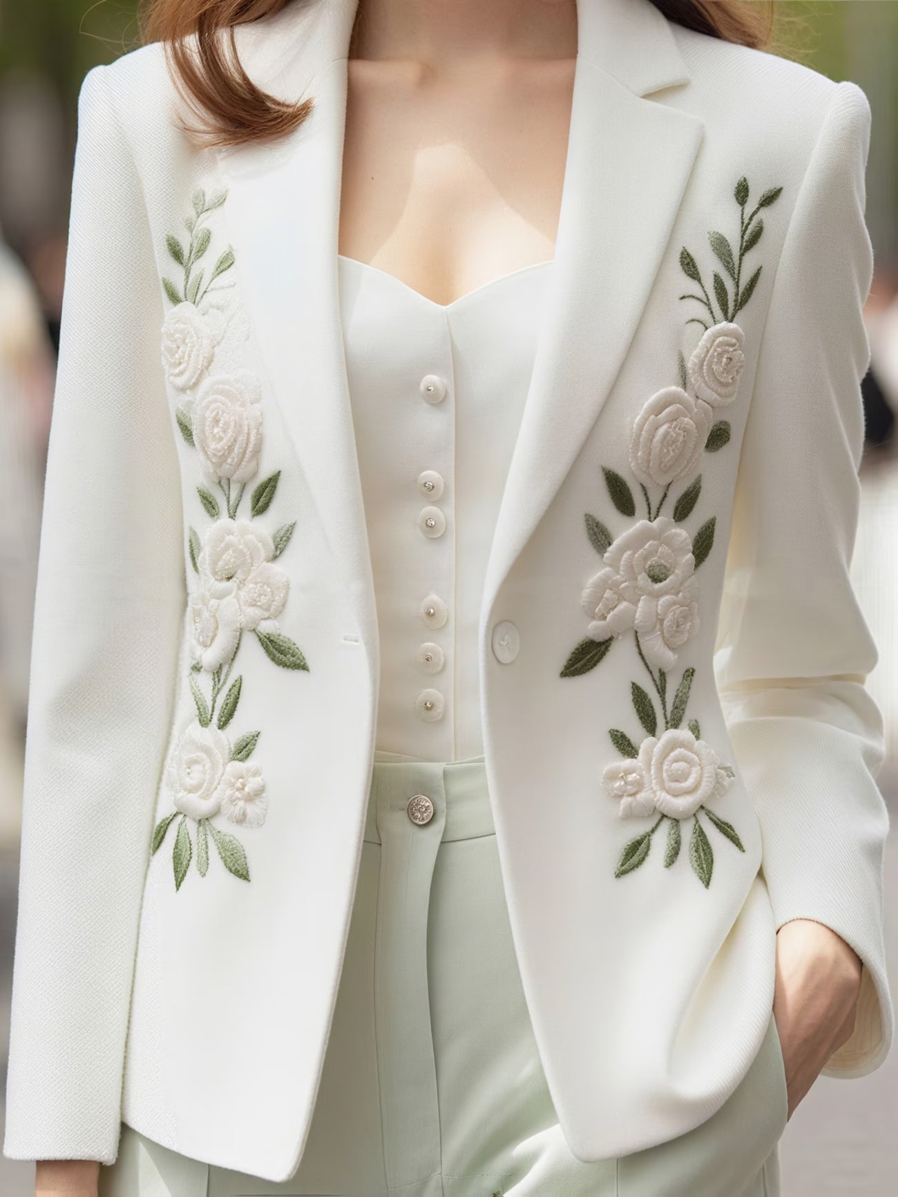 A Stylish Women'S Embroidered Blazer