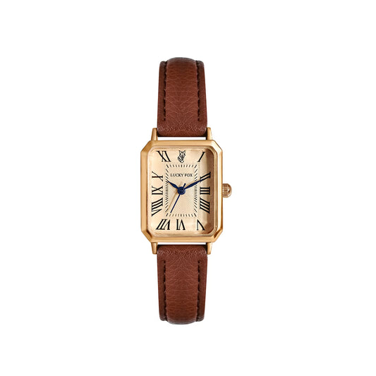 LUCKYFOX Women's Elegant Vintage Square Roman Numeral Quartz Watch