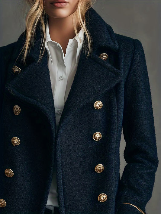 Gavin Directed Elegant Double-Breasted Coat with Golden Buttons
