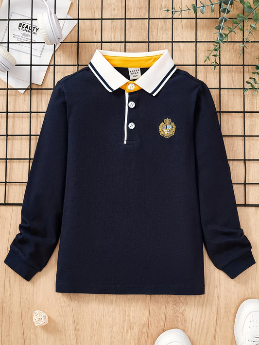 Boys' Shirt, Casual Preppy Style Long Sleeve T-Shirt