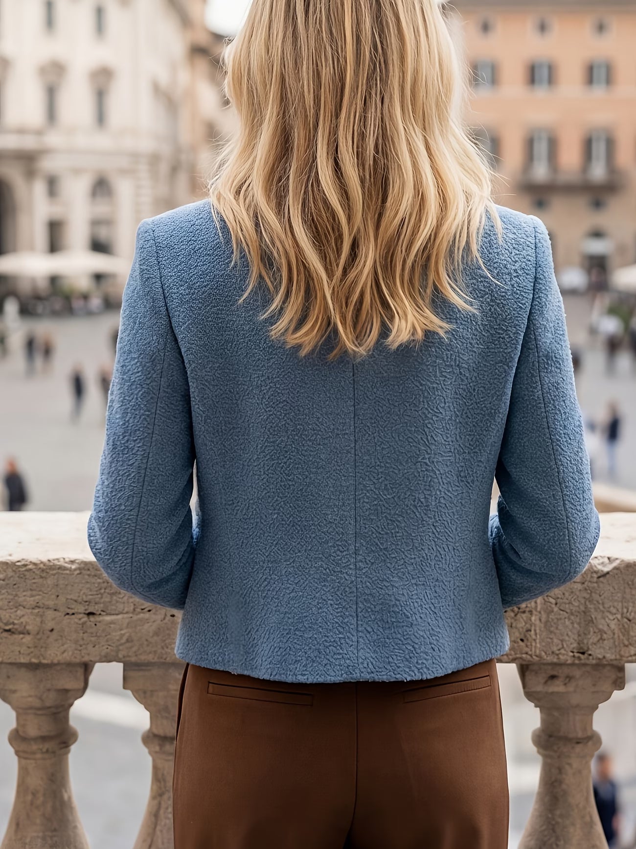 Autumn/Winter New Solid Color Fashion Simple High-End Single-Breasted Pocket