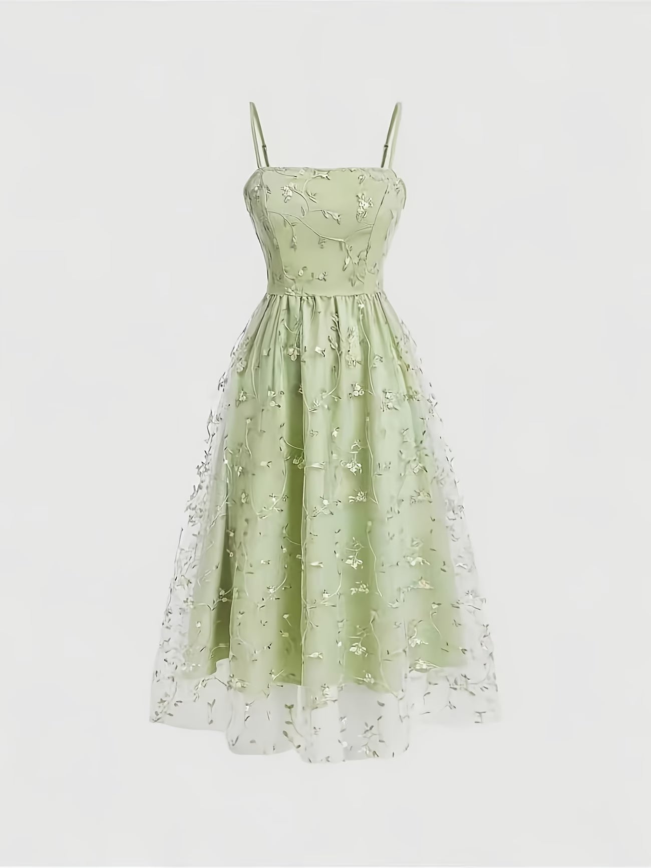 Women's Elegant Mesh Splicing Ruched A-Line Dress – Spaghetti Strap Smocked Bridesmaid Dress