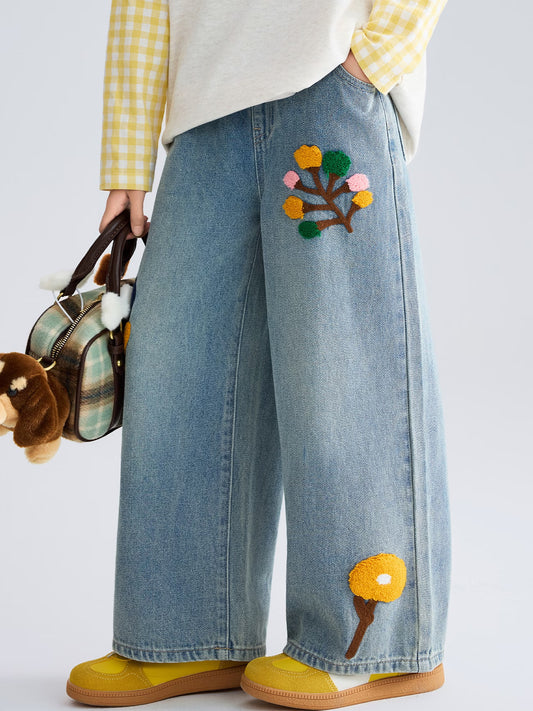 ASK JUNIOR Towel Denim Pants for Girls