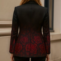 Stylish New Gradient Rose Print Blazer, Casual Suit Jacket with a High-End Feel