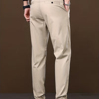 Men's Slim-Fit Stretch Dress Pants - Straight-Leg Business Casual