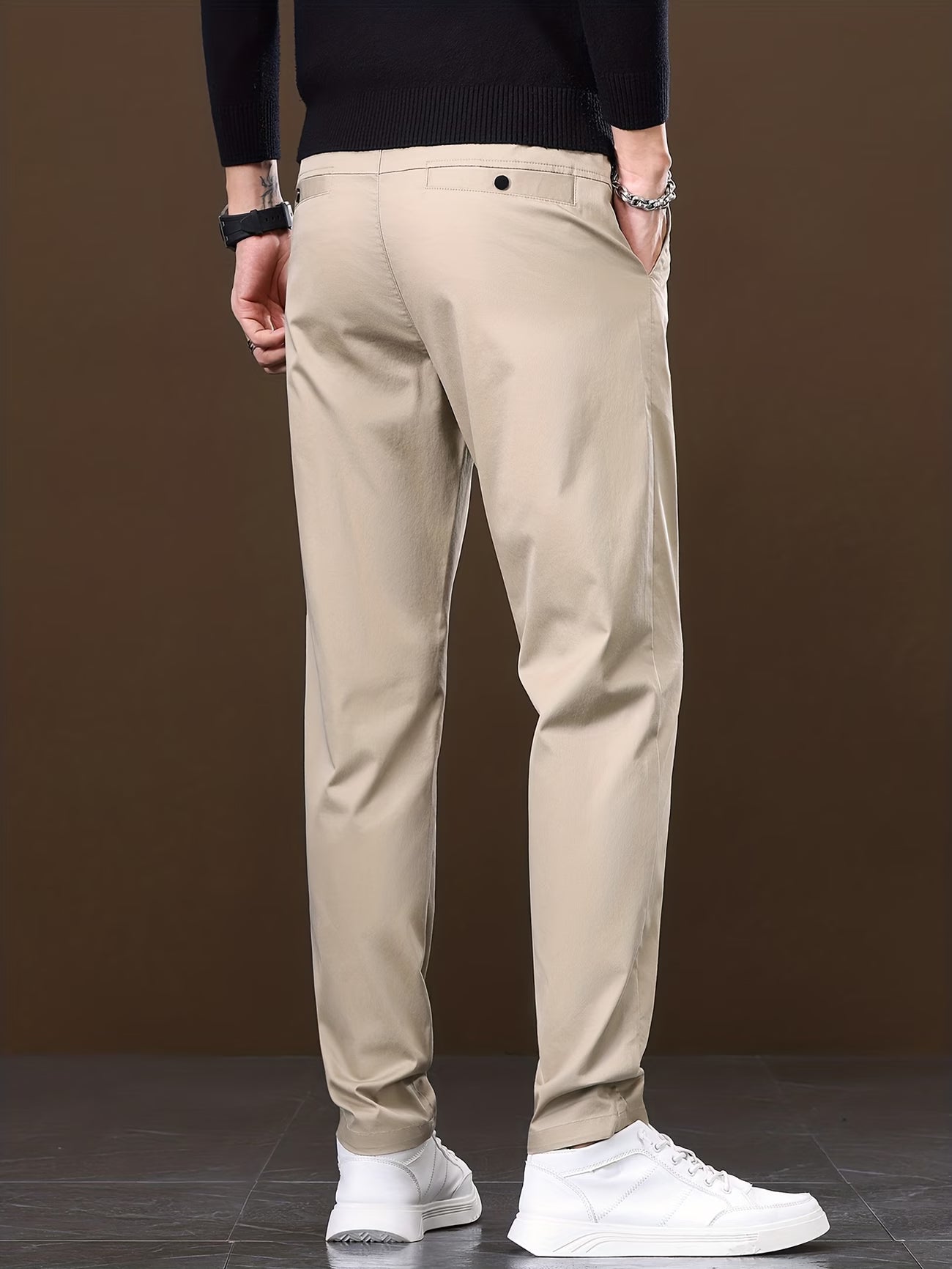 Men's Slim-Fit Stretch Dress Pants - Straight-Leg Business Casual