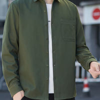 Men's Lined Warm Business Casual Shirt – Pure Cotton Long-Sleeve Button-Up Outerwear for Autumn/Winter