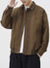 Men's Loose Lapel Zip-Up Long-Sleeve Jacket – Solid Color Versatile Outerwear for Spring & Autumn
