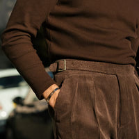 Men's Corduroy High-Waist Straight-Leg Trousers – Elegant Pleated Business Pants Autumn/Winter 2025