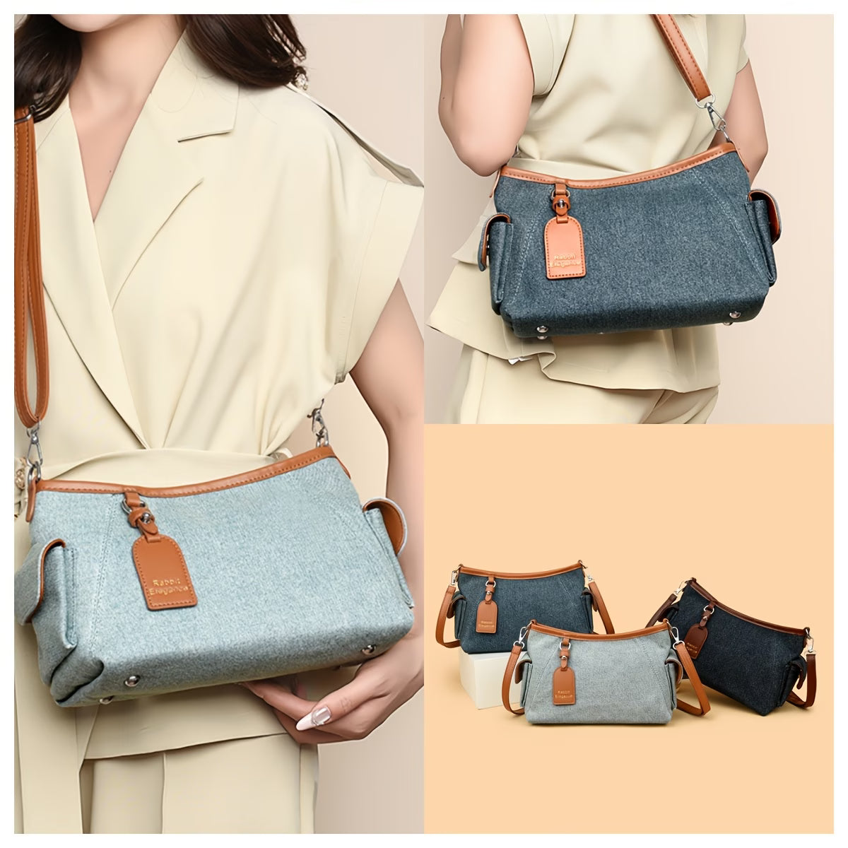 Vintage Women's Shoulder Bag with Adjustable and Detachable Shoulder Straps