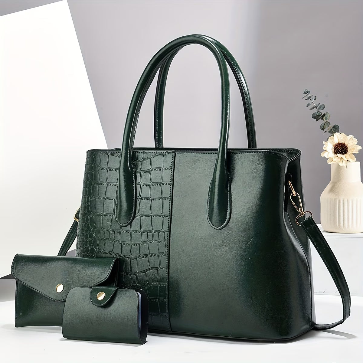 Fashionable Large Capacity Handbag, Stylish Letter Print Handbag Set - Perfect Thanksgiving Present