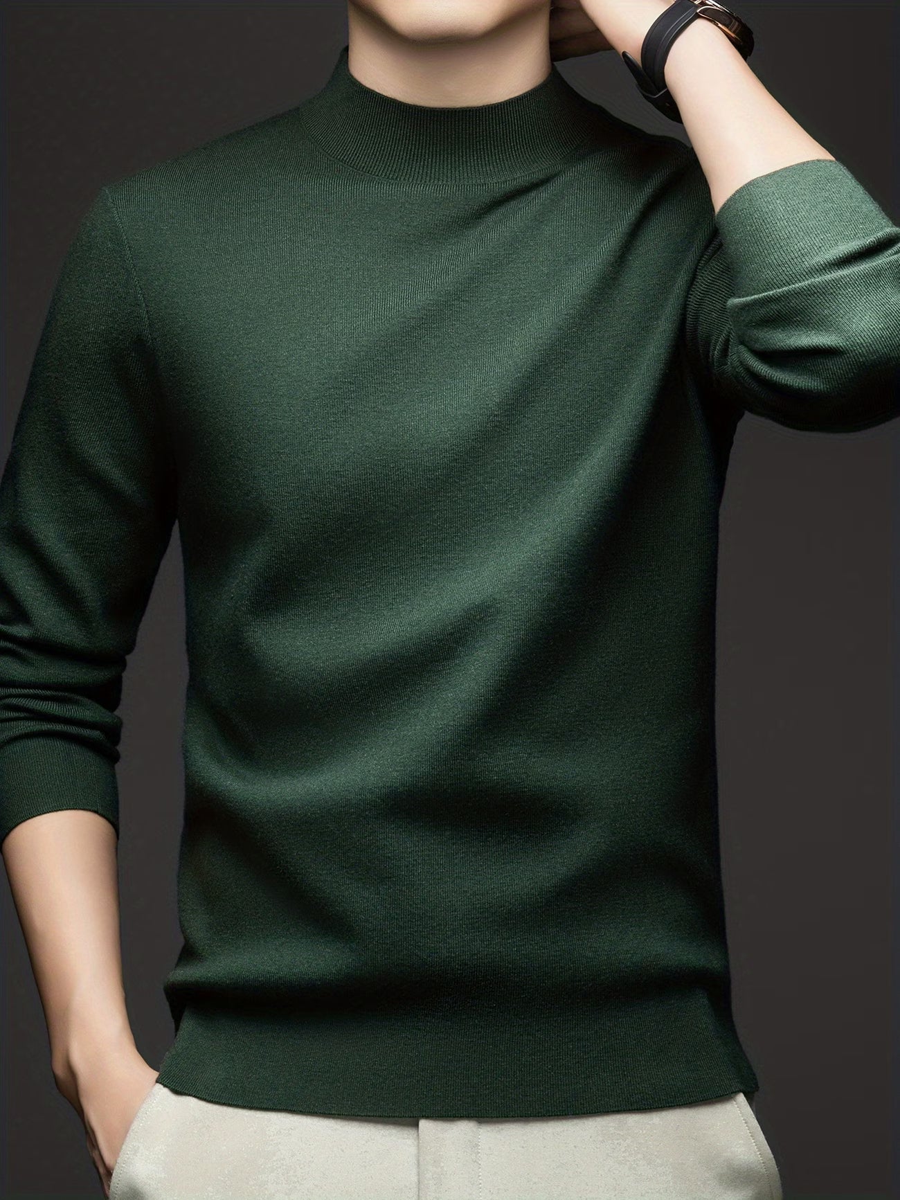 New Cross-Border Autumn And Winter Men'S Knitted Base Layer with a Round Neck