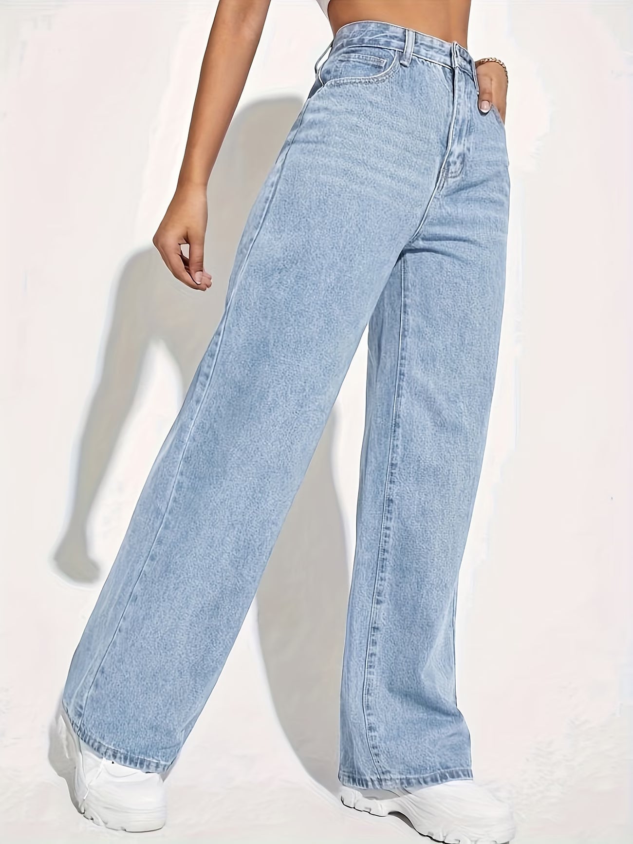 Women's Fashionable Stretchy Washed Denim Long Pants