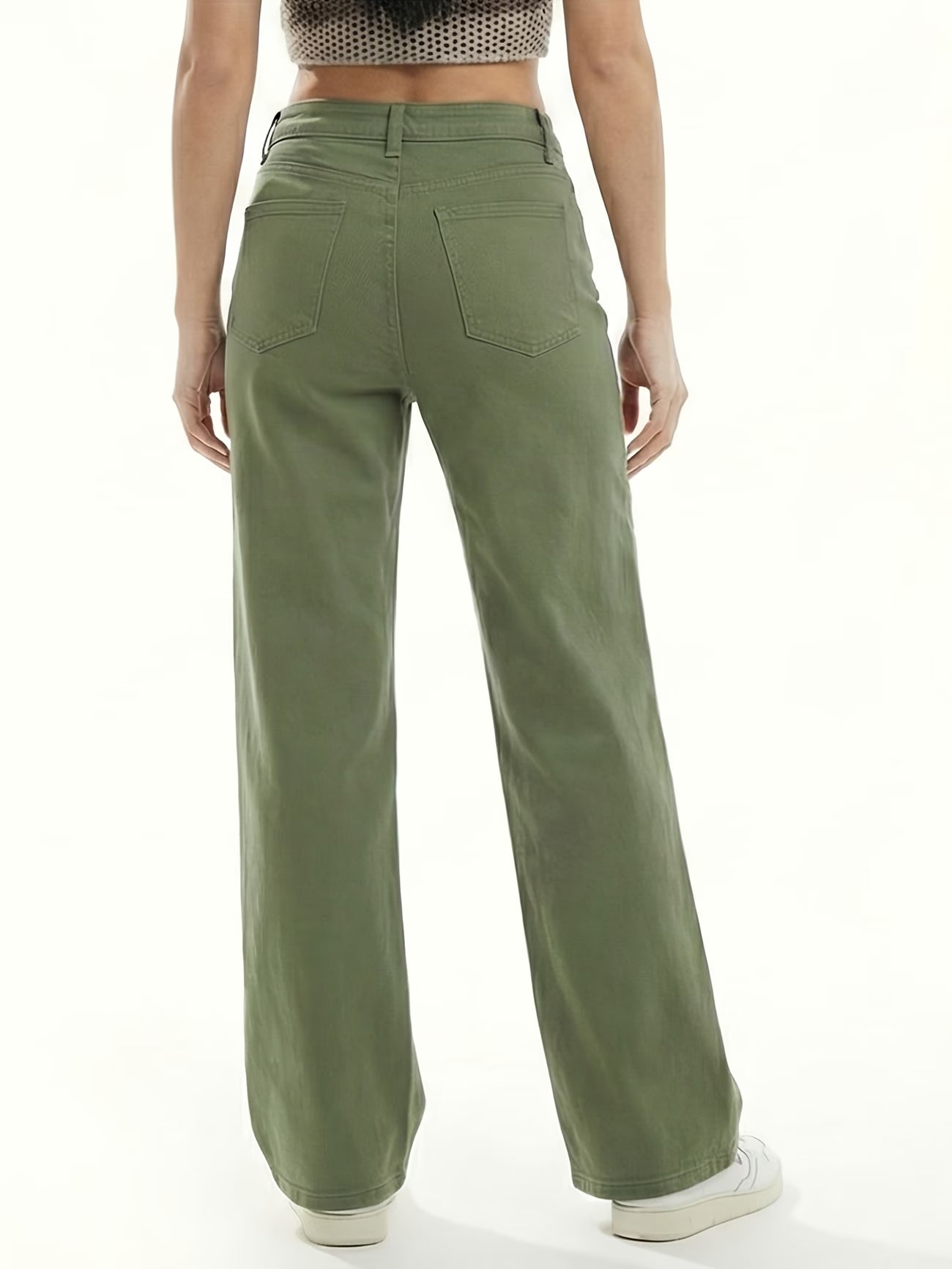 Women's Stretch Wide Leg Jeans - High Waist Loose Fit Denim Pants Casual & Office Wear