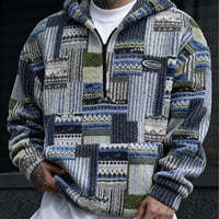 Men's Trendy Printed Hooded Zip-Up Sweatshirt with Large Pockets