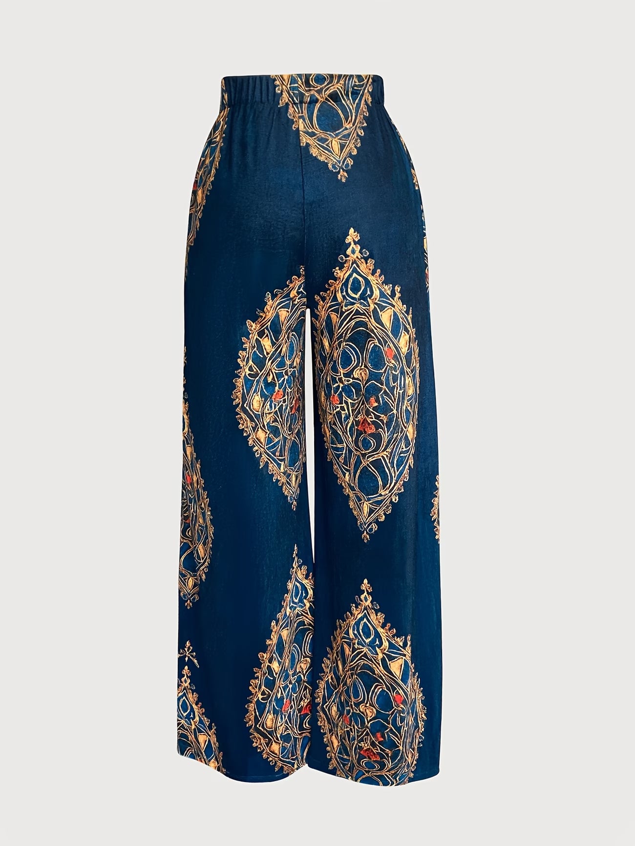 New Arrival Women's Elegant Vintage Court-Style Navy Blue Velvet Wide-Leg Pants