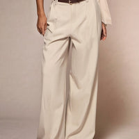 [Without Belt] Elegant And Versatile Wide-Leg Pants for Women in Stylish Apricot Color