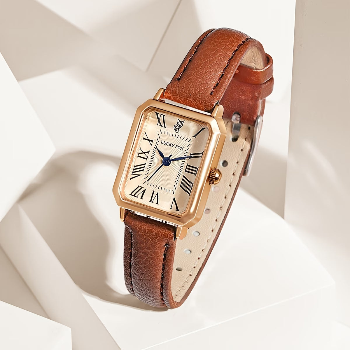 LUCKYFOX Women's Elegant Vintage Square Roman Numeral Quartz Watch