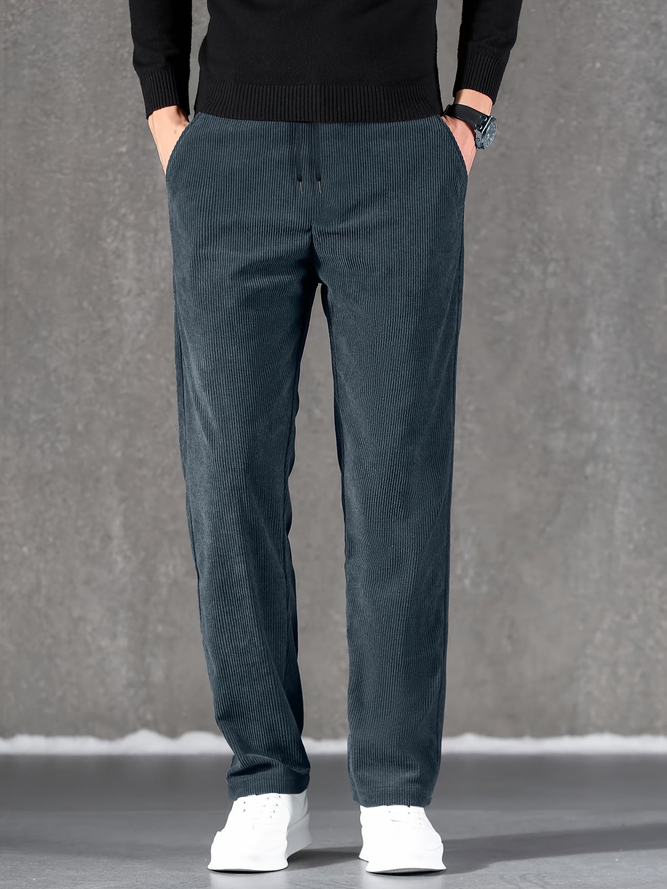 Men's Heavyweight Corduroy Fleece-Lined Sports Pants - Straight-Leg