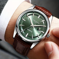 CHRONOS Men's Casual Sports Watch - Real Leather Band & Quartz Movement
