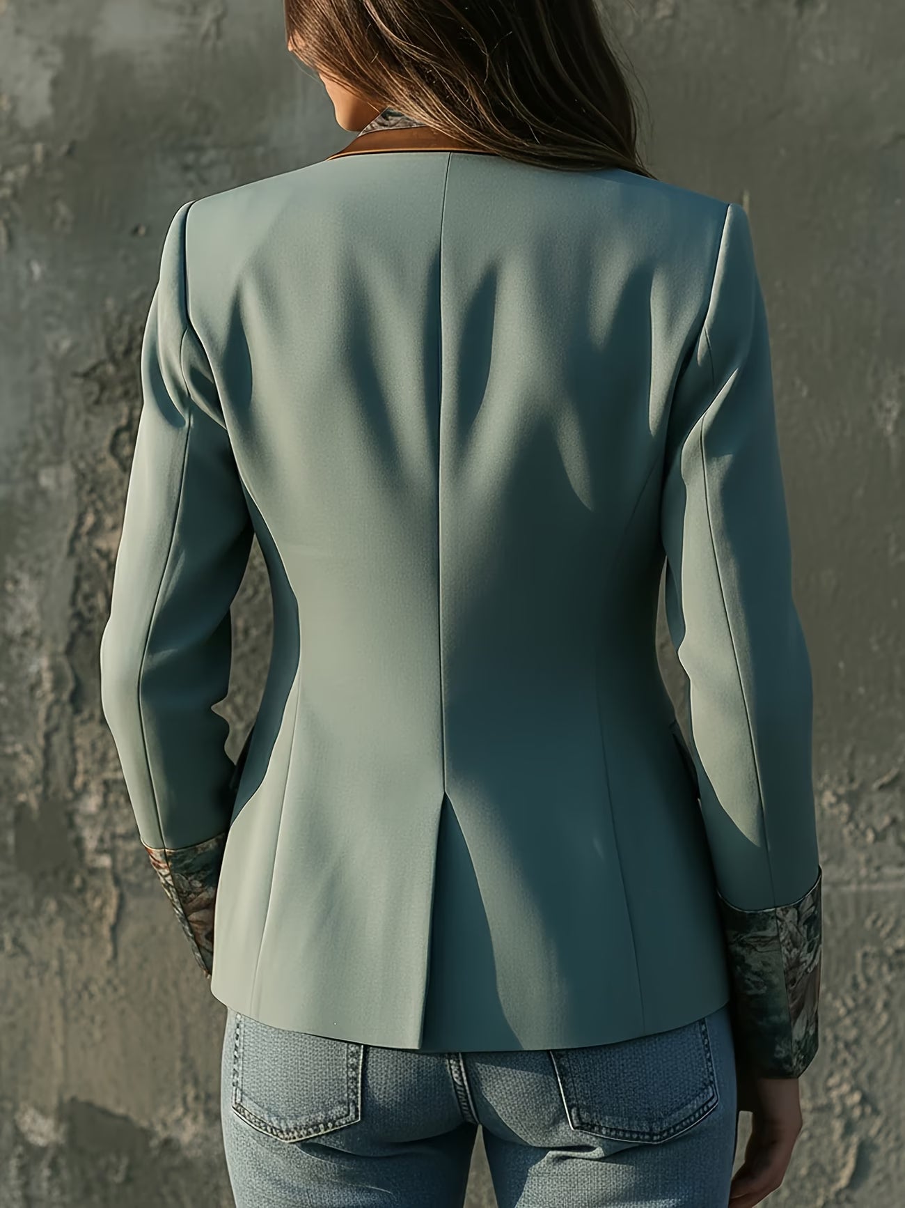 Bohemian Style Elegant Vintage Charm Vibrant Floral Print Single-button Long Sleeve Blazer Jacket with Practical Pockets