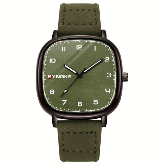 SYNCNOKE Vintage Olive Green Men's Quartz Watch