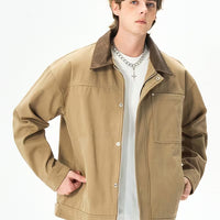 Men's Pure Wool Lapel Casual Sport Jacket – Loose Work Outerwear in Khaki, Black, Beige & Olive Green