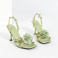 Women's High Heel Sandals – Sexy Green 9cm Slim Heel Square Toe