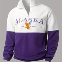 Thickened Fleece Color-Blocked Embroidered High-Neck Zip-Up Sweatshirt
